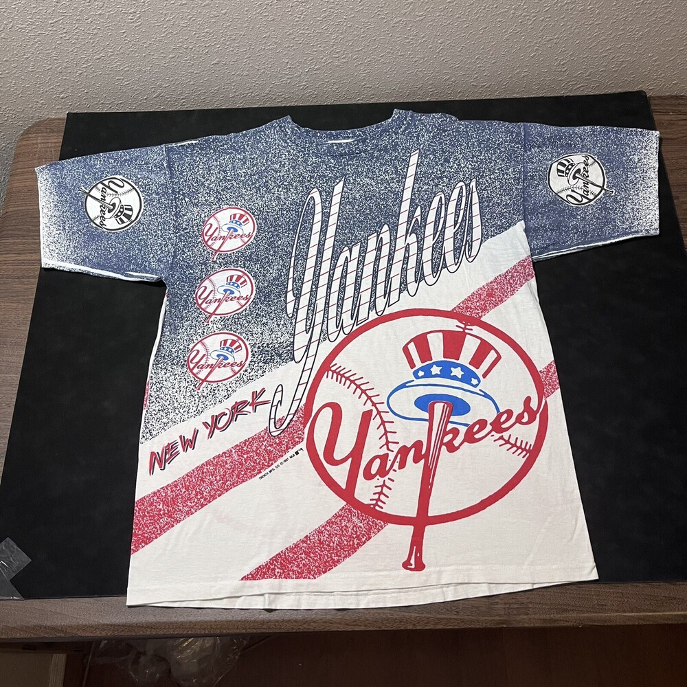 New York Yankees All Over Print Shirt Vintage Trench MLB 1990s World Series MJTs